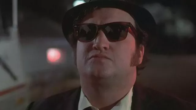 The Ray-Ban Wayfarer sunglasses worn by Joliet Jake Blues (John Belushi) in the movie The Blues Brothers