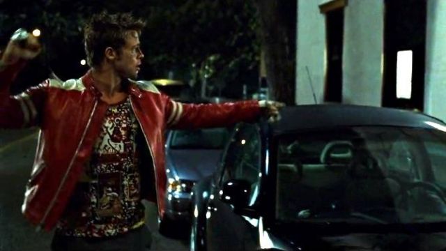 The leather jacket biker Tyler Durden (Brad Pitt) in Fight club