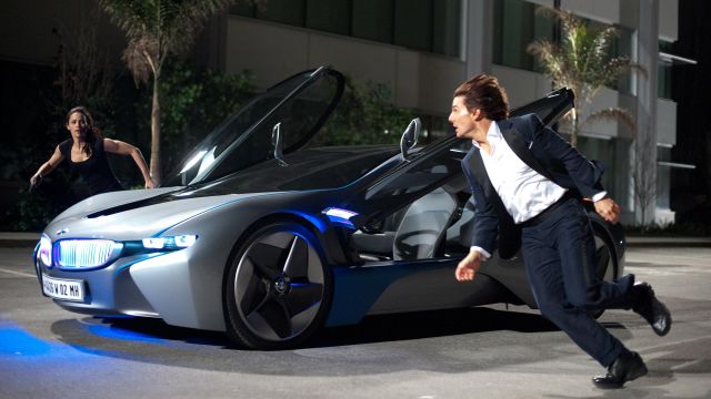 The BMW i8 of Ethan Hunt (Tom Cruise) in Mission : Impossible - Protocol ghost