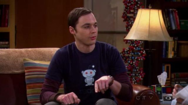 The t-shirt "reddit" of Sheldon Cooper in The Big Bang Theory