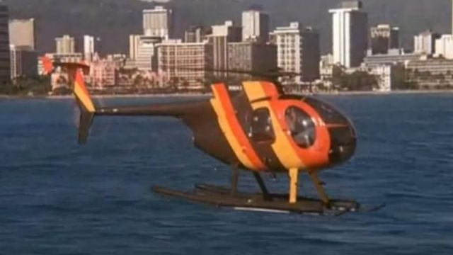 The helicopter of Theodore "T. C." Calvin (Roger E. Mosley) in Magnum