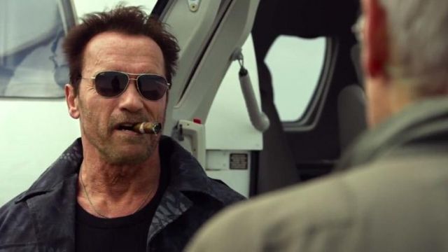 Les lunettes de soleil Ray-Ban Cockpit de Trench Mauser (Arnold Schwarzenegger) dans The Expendables 3
