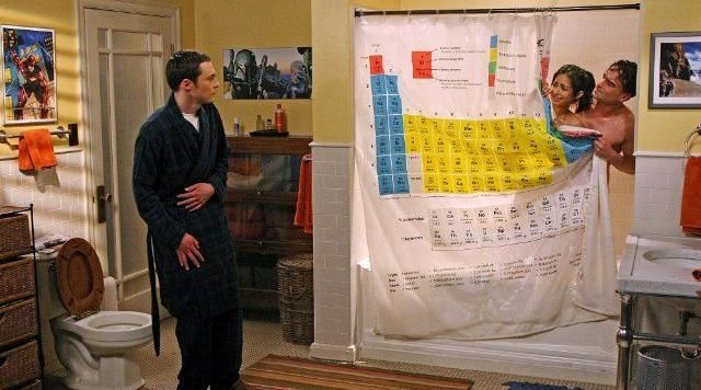 The shower curtain in The Big Bang Theory