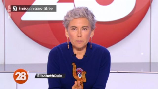Le pull singe de Elisabeth Quin dans 28 minutes du 12/10/2017