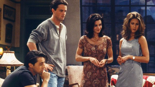 The plaid dress worn by Rachel Green (Jennifer Aniston) in Friends (Season 1 Episode 3)