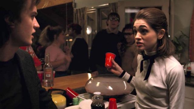 Ribbon Sweater worn by Nancy Wheeler (Natalia Dyer) as seen in Stranger Things S02E02