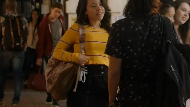 The mini-skirt, black with lacing ASOS worn by Marianna Adams Foster (Cierra Ramirez) in The Fosters S05E12