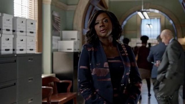 Escada satin brocade jacket worn by Annalise Keating (Viola Davis) on How To Get Away With Murder