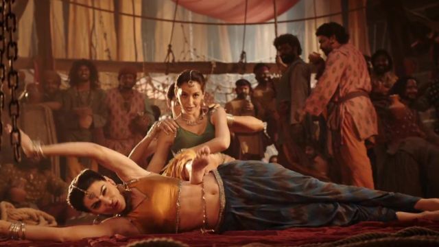 The blue trousers patterned in The Legend of Baahubali