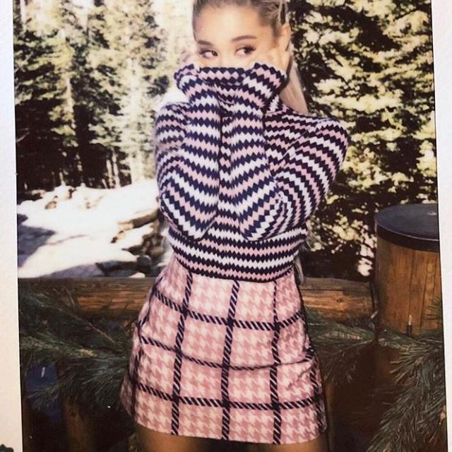 Ariana Grande's plaid skirt by Moncler on her Instagram