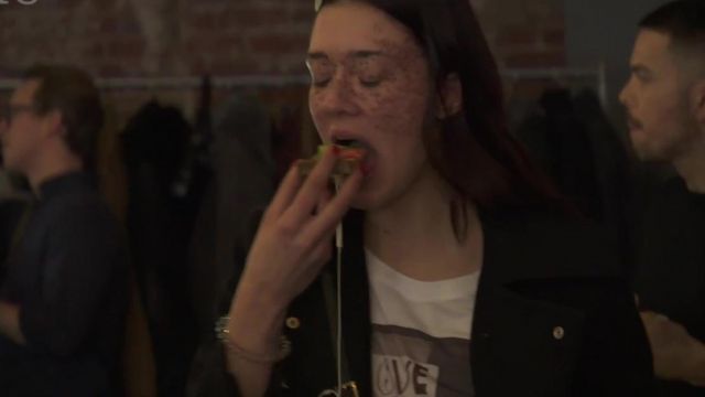 T shirt Zadig and Voltaire worn by the mannequin French Maeva Giani Marshall during the parade in New York city seen in seven to eight the 25.02.18