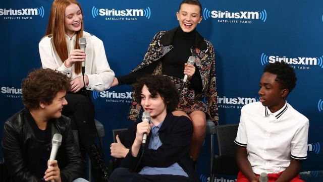 Sadie Sink's (Max in Stranger Things 2) high-waisted leggings by Alexander Wang during an interview on SiriusXM