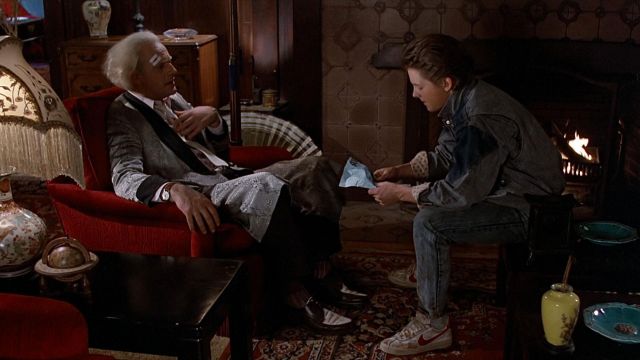Familiar Espectador De vez en cuando White Leather Nike Bruin shoes with red swoosh worn by Marty McFly (Michael  J. Fox) as seen in Back to the Future | Spotern