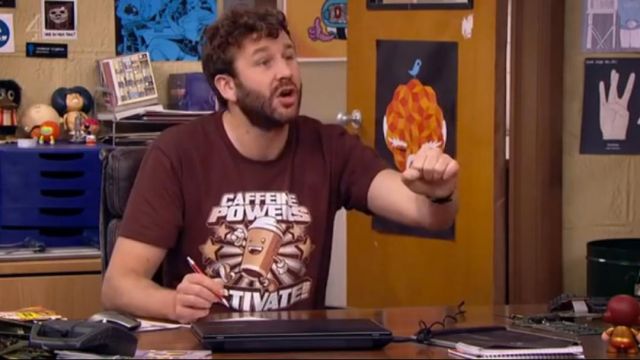 "Caffeine Power Activate!" Tee worn by Roy (Chris O'Dowd) in The IT Crowd