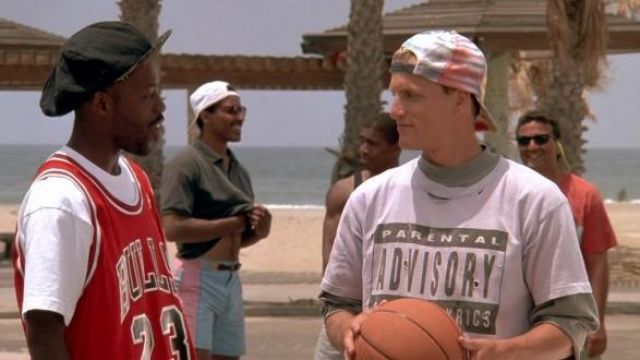 Parental Advisory Tee Shirt worn by Billy Hoyle (Woody Harrelson) as seen in  White Men Can't Jump