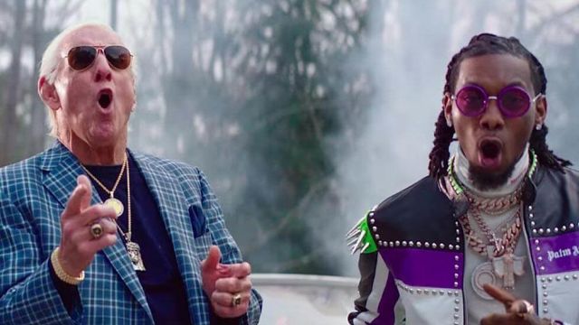 Jacket Palm Angels of Offset in the clip Ric Flair Drip