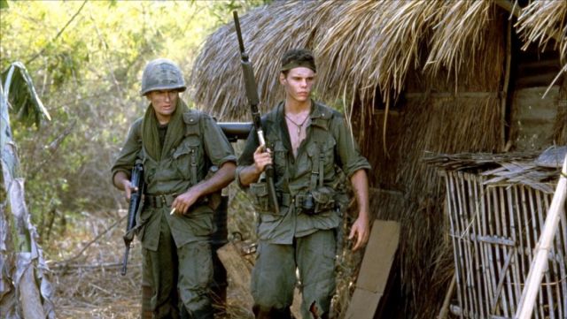 The helmet of the soldier Chris Taylor (Charlie Sheen) in Platoon