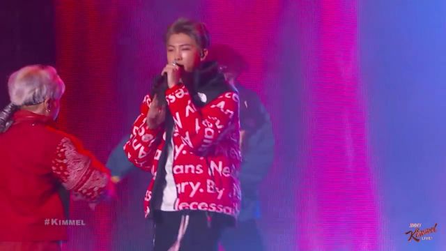 Jacket Supreme x The North Face of Rapmon for the performance of BTS at Jimmy Kimmel Live