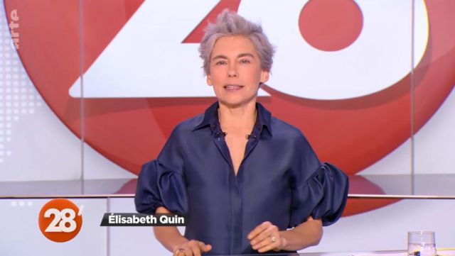 The top puffed sleeves in silk Elisabeth Quin in 28 minutes of 16/03/2018 (available in black or white)