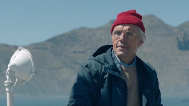 The red bonnet of Jacques-Yves Cousteau (Lambert Wilson) in The Odyssey