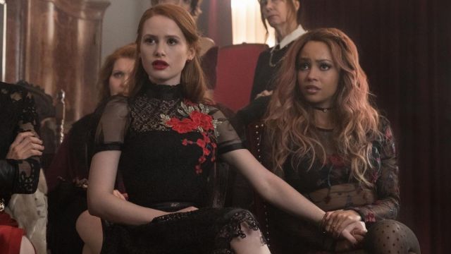 The black dress with flowers from Cheryl Blossom (Madeleine Petsch) in Riverdale S02E15