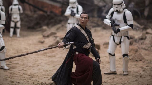 The holding of Chirrut Imwe (Donnie Yen) in Rogue One: A Star Wars Story