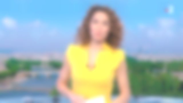 The dress pencil yellow of Marie-Sophie Lacarrau in The journal of 13H of 06/04/2018