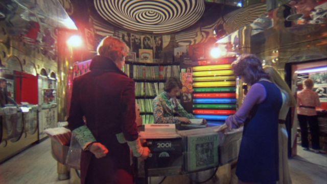 Pink Floyd's Album's "Atom Heart Mother" on record store shelf as seen in A Clockwork Orange