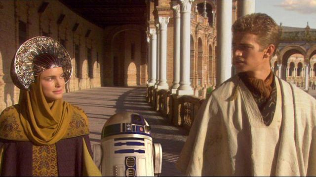 Plaza de Espana in Seville as The City of Theed on the Planet of Naboo in Star Wars: Episode II - Attack of the Clones