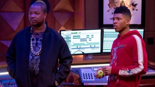 Gucci Red dragoon embroidered velvet hoodie worn by Hakeem Lyon (Bryshere Y. Gray) as seen in Empire S04E13