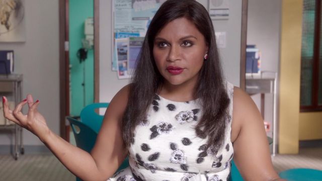 The dress Lela Rose's Dr. Mindy Lahiri (Mindy Kaling) in The Mindy Project