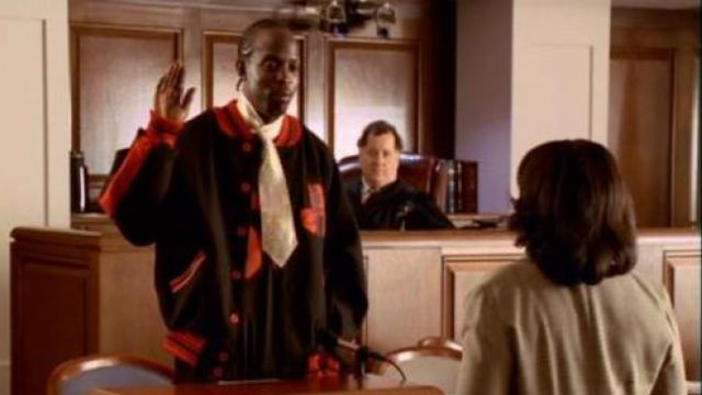 The leather jacket style teddy, black, and red of Omar in The wire