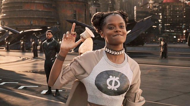 T-shirt with Shuri Symbol worn by Shuri (Letitia Wright) as seen in Black Panther