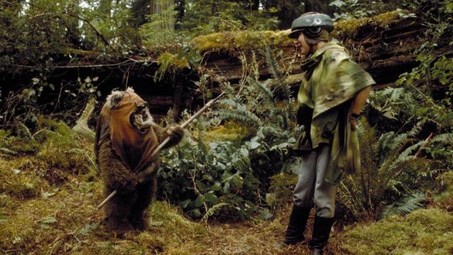 La réplique d'un Ewok en peluche dans Star Wars : Le Retour du Jedi