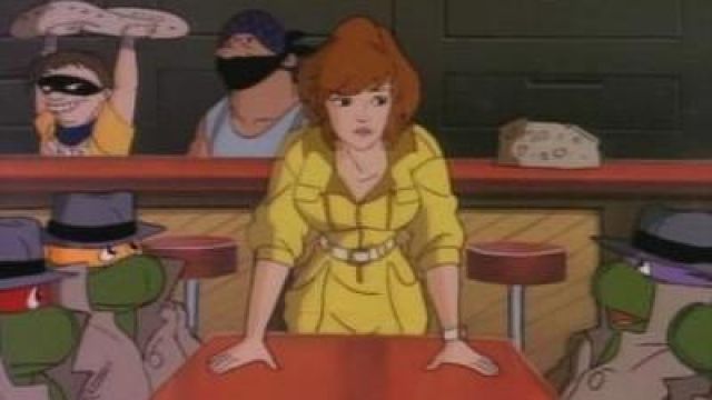 Yellow jumpsuit for April O'neil in the cartoon The Ninja turtles