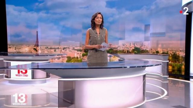 El vestido caqui de Leila Kaddour en Le journal de 13H de France 2 del 05/05/2018