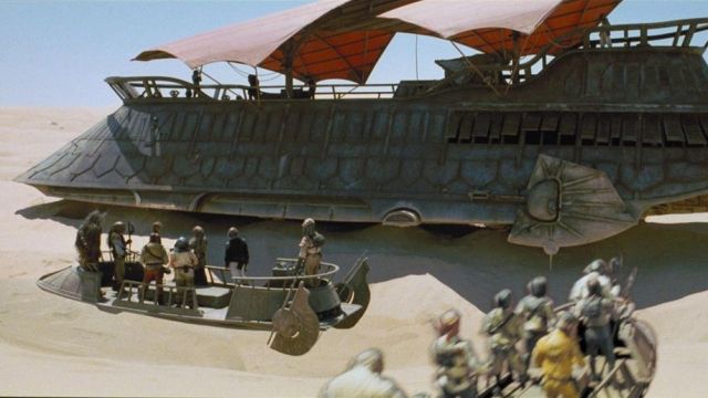 The technical design of the ship mooring to the barge of Jabba in Star Wars episode VI : return of The Jedi