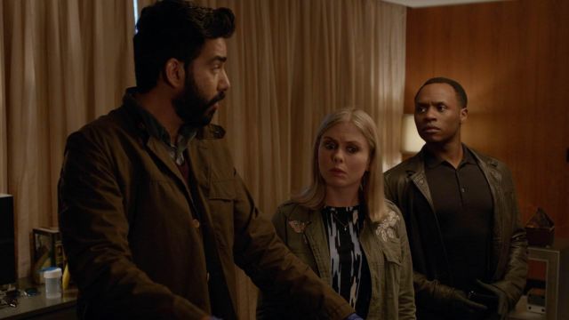 The Top Brass Fray Zip Ja­cket by Mother worn by Liv Moore (Rose McIver) as seen in iZombie S04E07