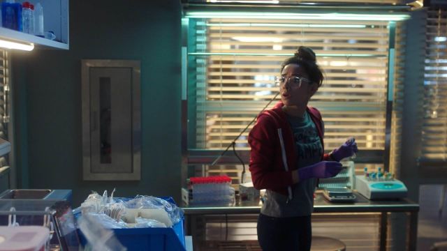 The gray t-shirt in Sub Urban Riot "Happy Camper" Ella Lopez (Aimee Garcia) in Lucifer S03E20
