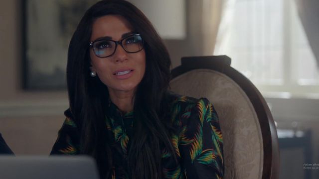 The A.L.C. palm leaves shirt / blouse worn by Hermione Lodge (Marisol Nichols) in Riverdale S02E22