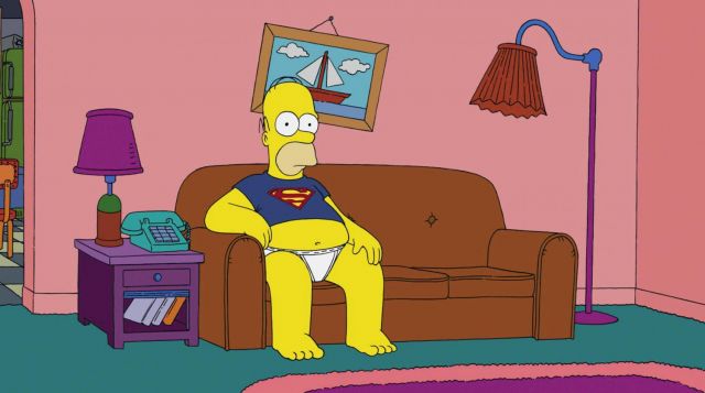 The Superman t-shirt of Homer Simpson in the animated series The Simpsons