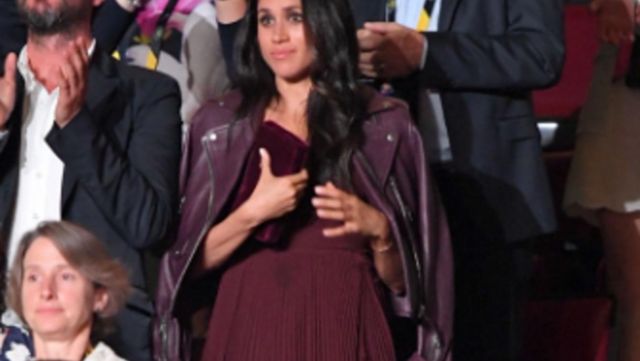 The dress bordeaux Wilfred Meghan Markle at the Invictus Games opening ceremony in Toronto on September 23, 2017.