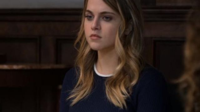 FRAME Double Ruffle Cuff Sweater worn by Chloe (Annie Winters) seen in 13 reasons why S02E11