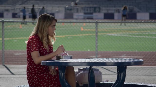 Madewell  red flowery dress worn by Chloé (Anne Winters) in 13 Reasons Why S02E09