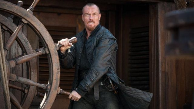 Leather coat worn by Captain Flint (Toby Stephens) as seen in Black Sails S03E01