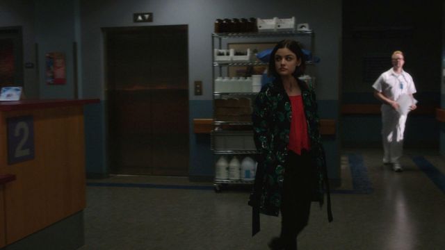 De­light­ful Di­rec­tion Flo­ral Coat in Navy from Mod­cloth worn by Stella Abbott (Lucy Hale) as seen in Life Sentence S01E05