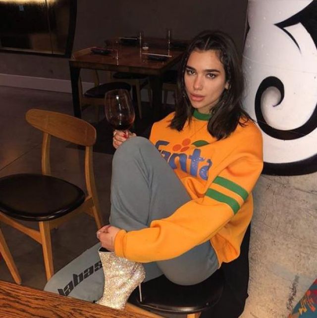 Ankle boots with heels in swarovski Dua Lipa on his account Instagram