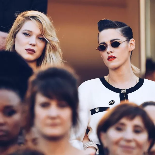 Roberi and Fraud Gold Doris Sunglasses worn by Kristen Stewart during Festival de Cannes 2018