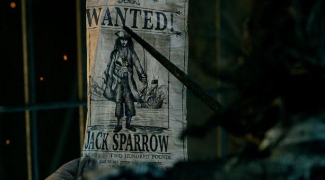 L'affiche "Wanted" Jack Sparrow de Pirates des Caraïbes : la Vengeance de Salazar