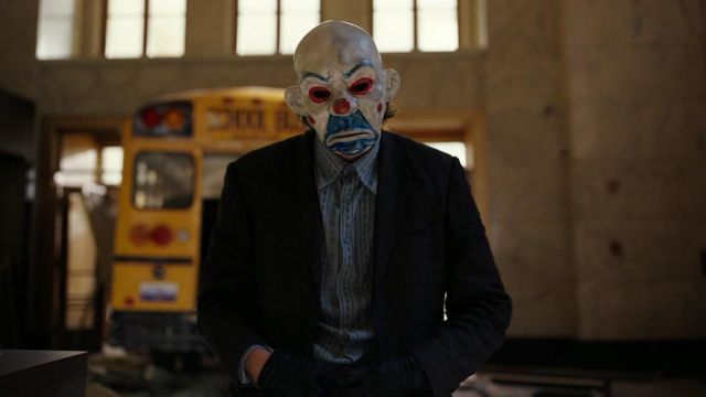 Le masque de clown du Joker (Heath Ledger) dans The Dark Knight
